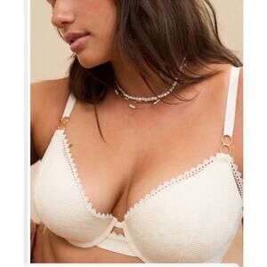 NWT Aerie Ivory Floral Lace Push Up Bra 32D Plunge